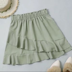 Medium green flowy cute wrap mini skirt